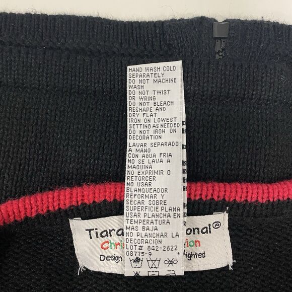 VTG Tiara Int'l M Black Ugly Christmas Sweater Zipper Cardigan Santa Embroidered - Picture 13 of 16
